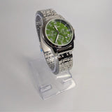 FNGEEN Silver Chain Watch for Women with Green Dial