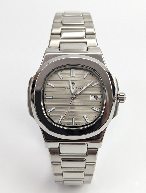 Diamond Blue two-tone silver and gold chain watch with black dial – view 1