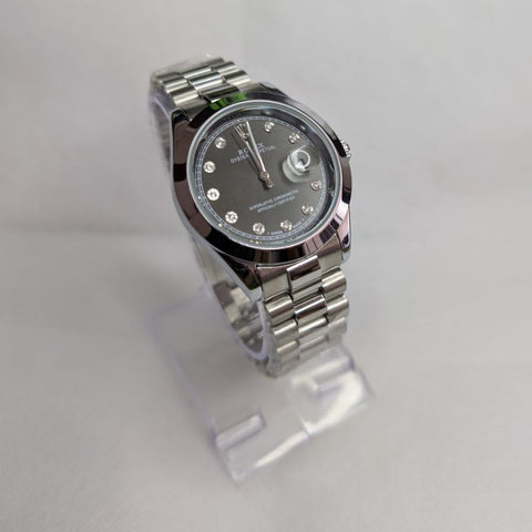 Rolex Silver Golden Quartz Black Dial Watch image 0