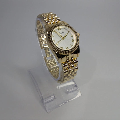Golden Chain Ladies Watch Aogili With White Round Dial
