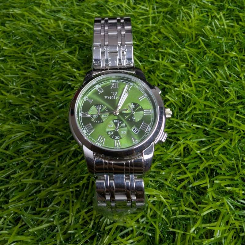 Silver Chain Watch for Women with Green Big Dial - FNGEEN