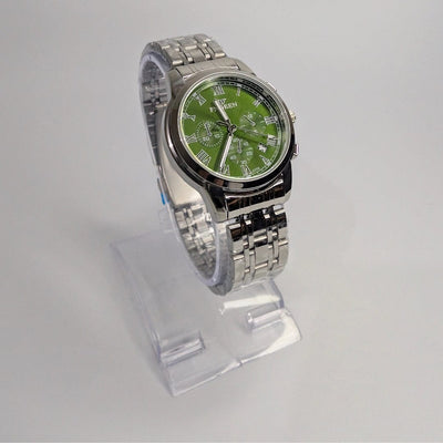FNGEEN Silver Chain Watch for Women with Green Dial