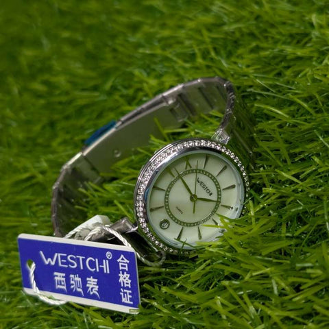 WESTCI-II Silver Chain Watch With White Dial image 2