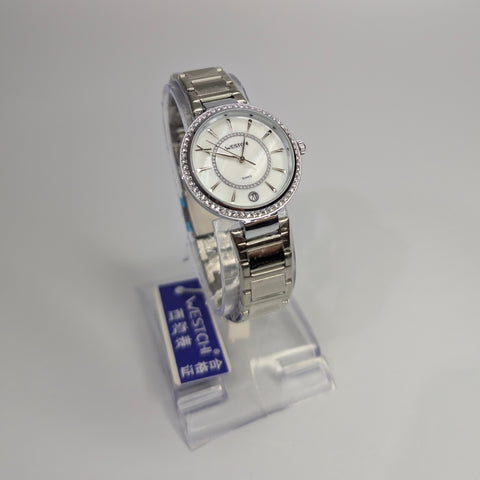 WESTCI-II Silver Chain Watch With White Dial image 0