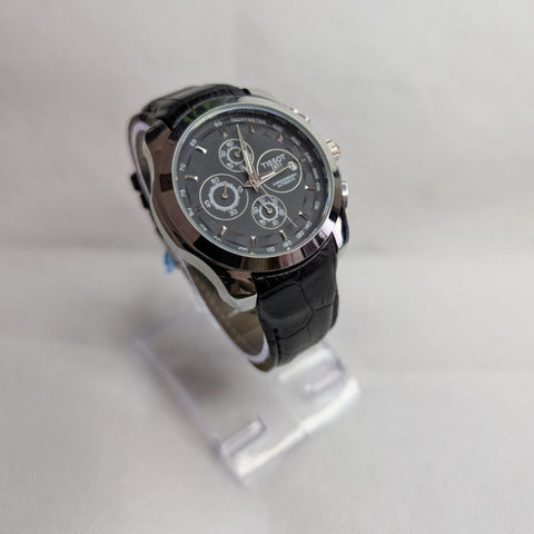 Tissot Black Leather Strap Choronograph Watch with Quartz Dial image 0
