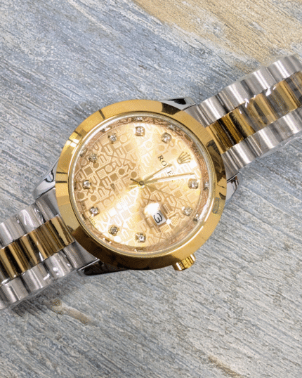 Rolex Silver Golden Color Quartz Dial Watch