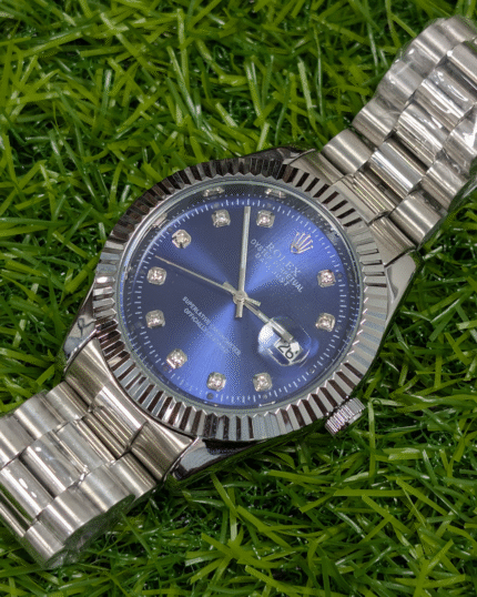 Rolex Silver Quartz Blue Dial Watch