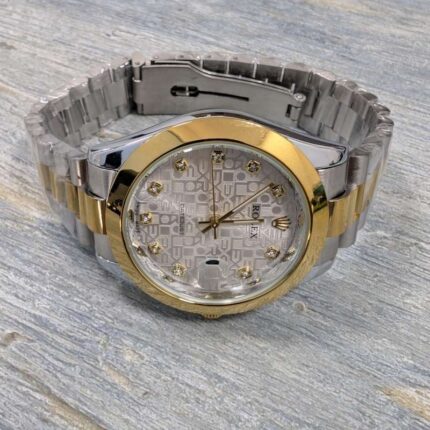 Rolex Silver Golden Quartz golden and white Dial Watch