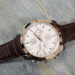 Tissot Brown Leather Strap Chronograph Watch with Quartz Dial