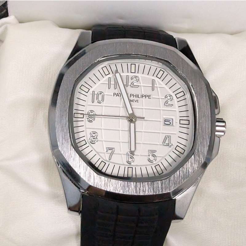 Patek Philippe Black Silicon Strap Watch with White Quartz Dial - Image 3