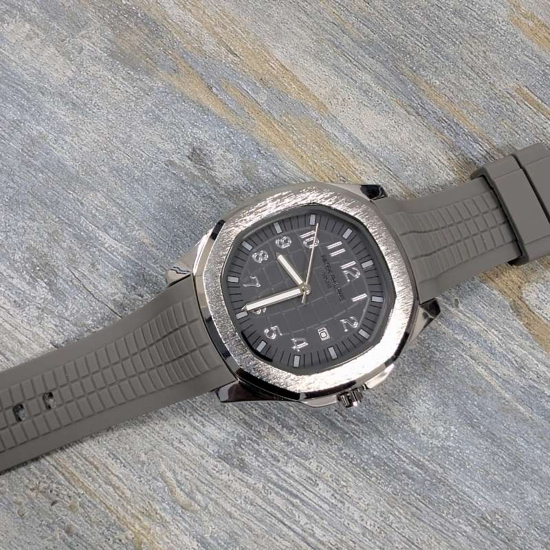 Patek Philippe Grey Silicon Strap Watch with White Quartz Dial - Image 2