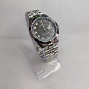 Rolex Silver Golden Quartz Black Dial Watch