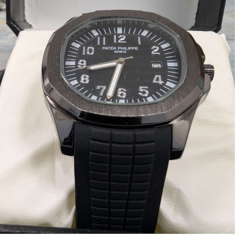 Strap Watch Patek Phillippe Black Silicon with Black Quartz Dial - Image 3