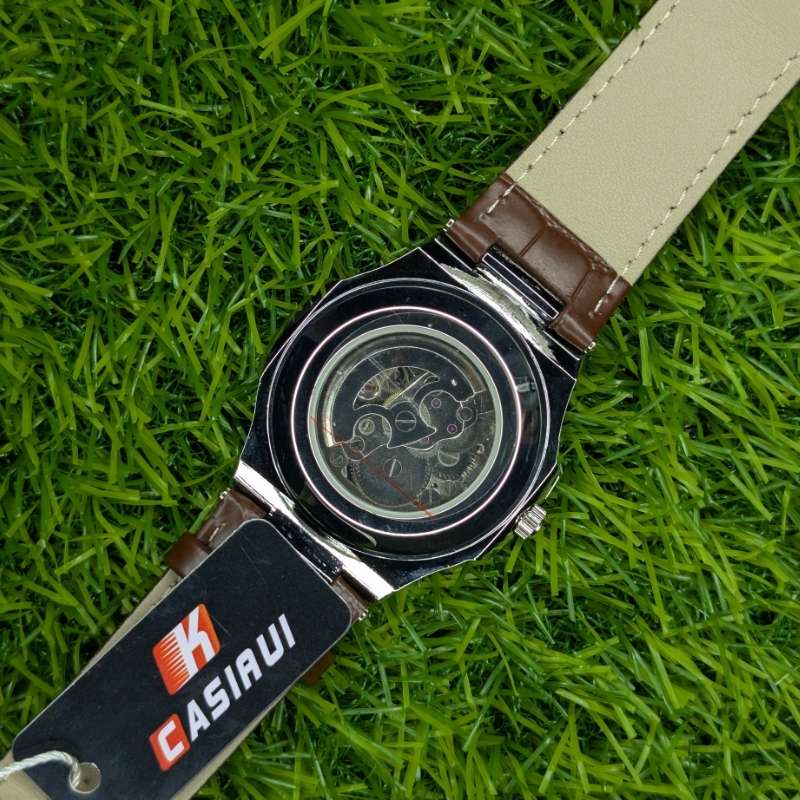 Skeleton Watch CASIRUI Automatic Dial Brown Leather - Image 4