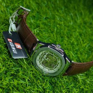 Skeleton Watch CASIRUI Automatic Dial Brown Leather