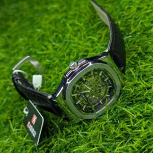 Skeleton Watch CASIRUI Automatic Dial Black Leather