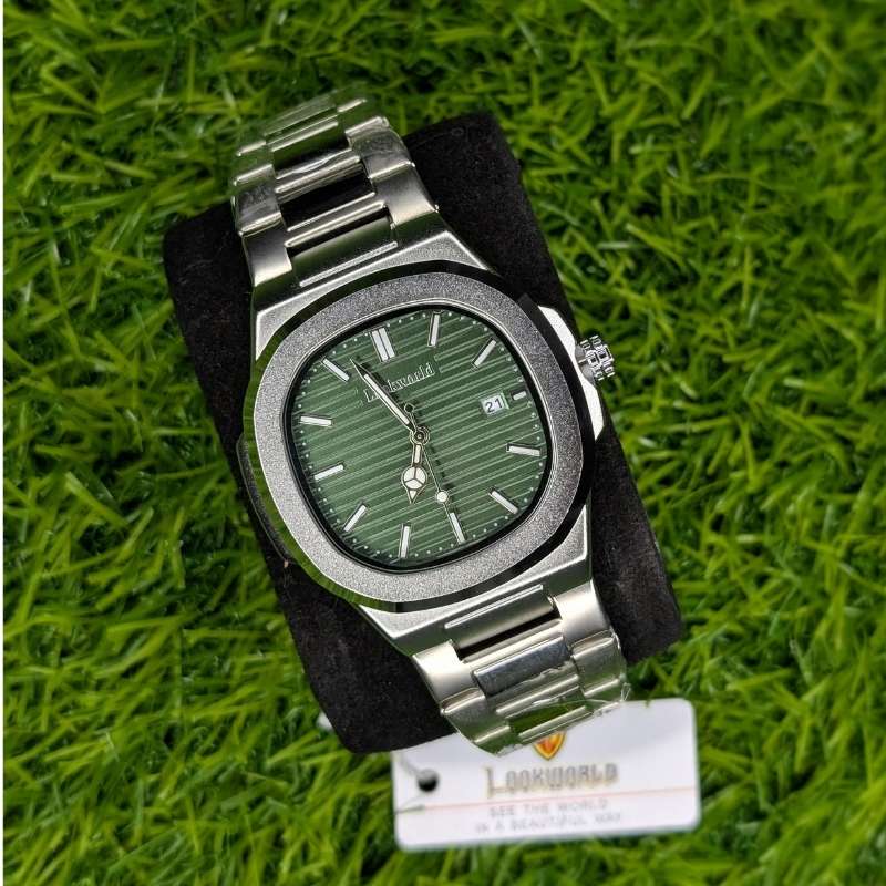 LookWorld Green Dial Watch with Silver Chain - Image 4