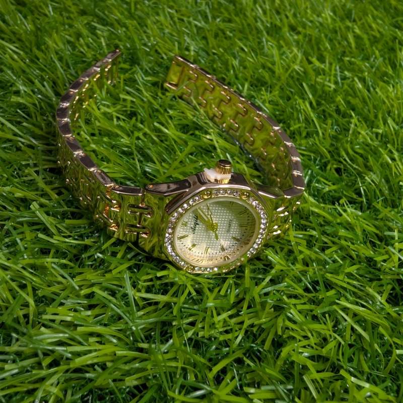 Gold Chain Aogili Watch with White Octagonal Dial - Image 2