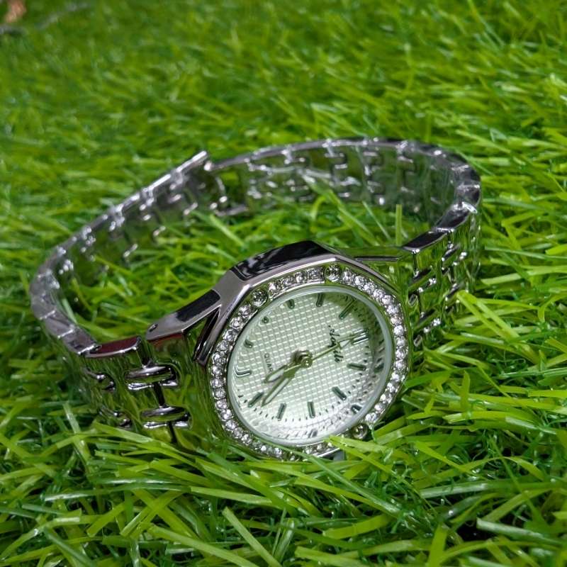 Silver Chain Aogili Watch with White Octagonal Dial - Image 4