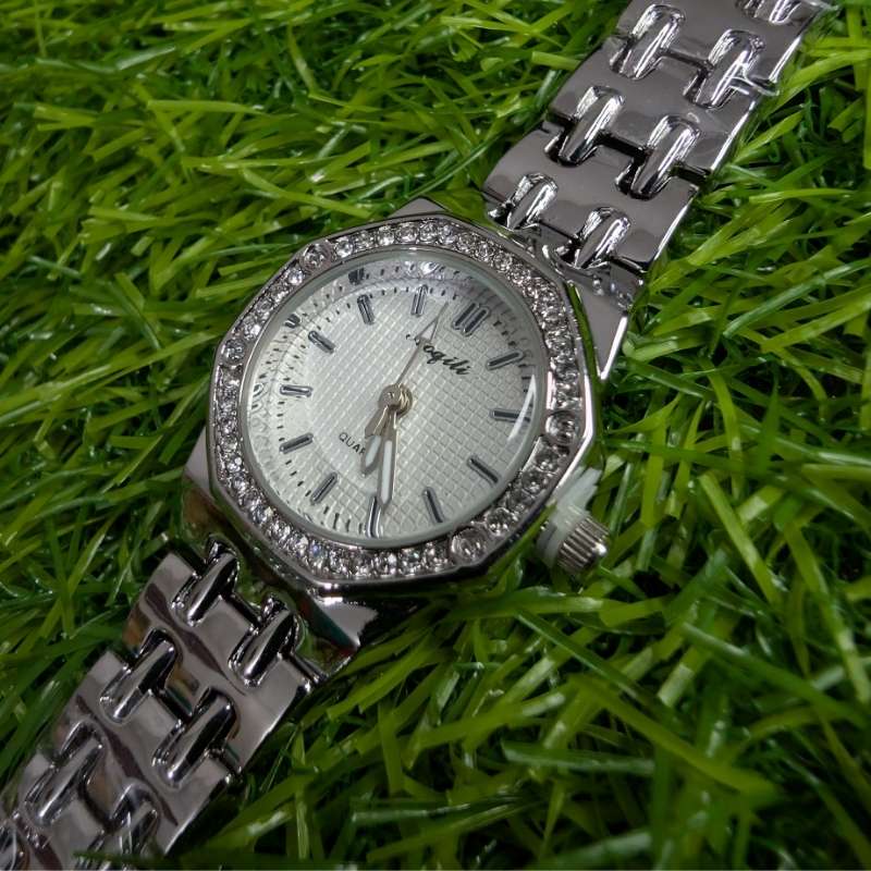 Silver Chain Aogili Watch with White Octagonal Dial - Image 2