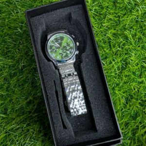 Silver Chain Watch for Women with Green Big Dial - FNGEEN