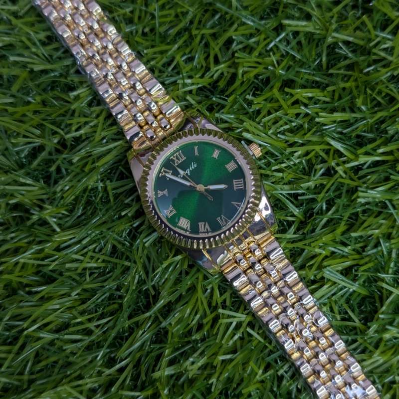 Golden Chain Aogili Watch with Green Round Dial - Image 2