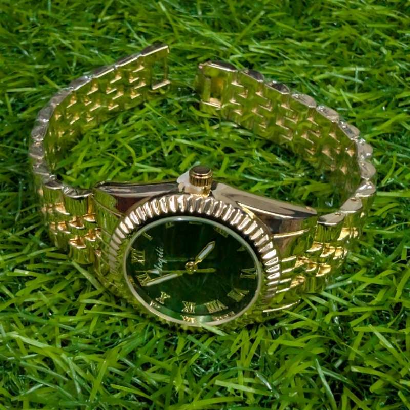 Golden Chain Aogili Watch with Green Round Dial - Image 4