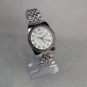 Silver Chain Aogili Watch with White Round Dial