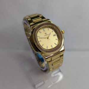 Diamond Blue Watch Gold Black Dial Gold Chain