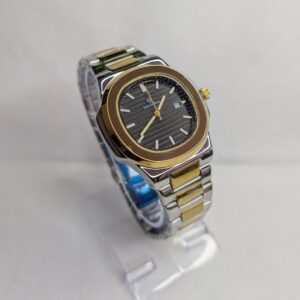 Diamond Blue Watch Black Dial Two Tone Silver Gold Chain