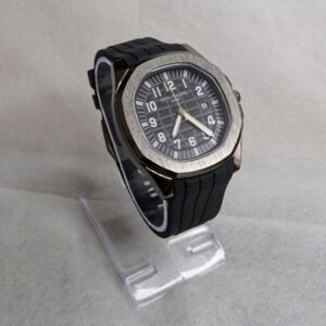 Strap Watch Patek Phillippe Black Silicon with Black Quartz Dial