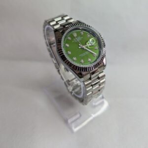 Rolex Silver Quartz Green Dial Watch