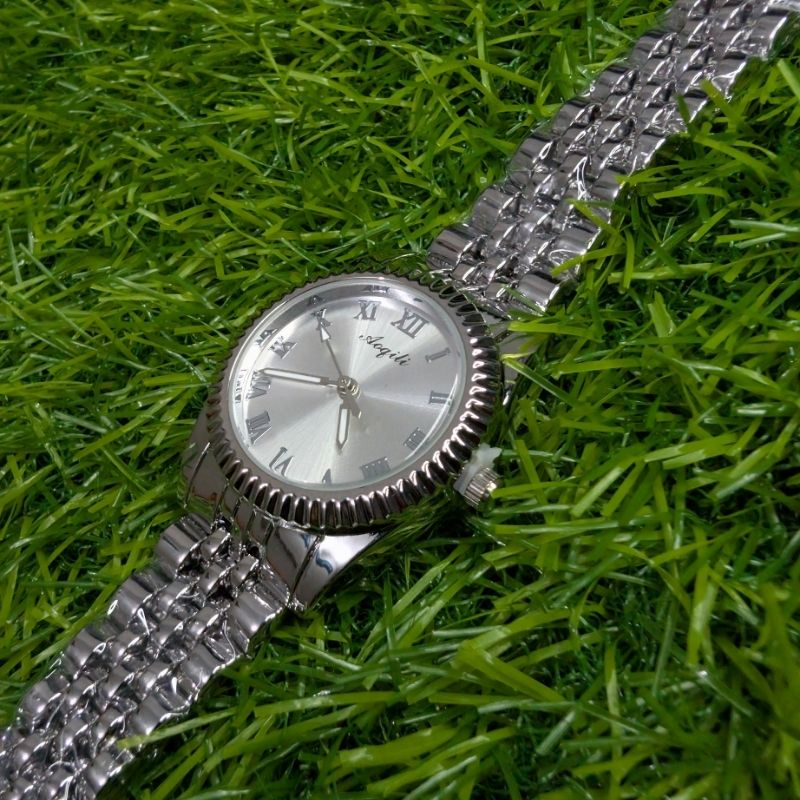 Silver Chain Aogili Watch with White Round Dial - Image 2