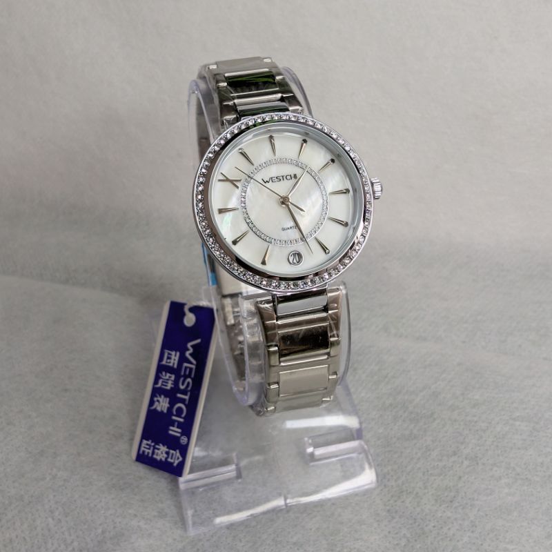 WESTCI-II Silver Chain Watch With White Dial