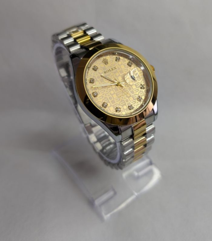 Rolex Silver Golden Color Quartz Dial Watch