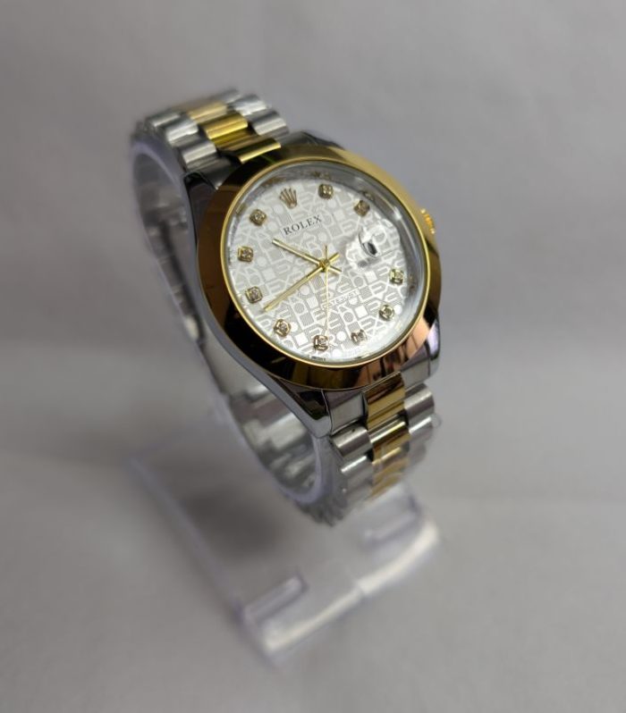 Rolex Silver Golden Quartz golden and white Dial Watch