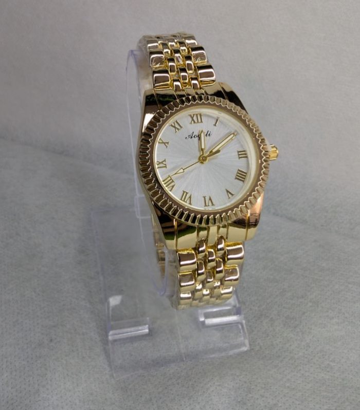 Golden Chain Ladies Watch Aogili With White Round Dial