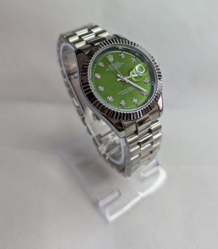 Rolex Silver Quartz Green Dial Watch