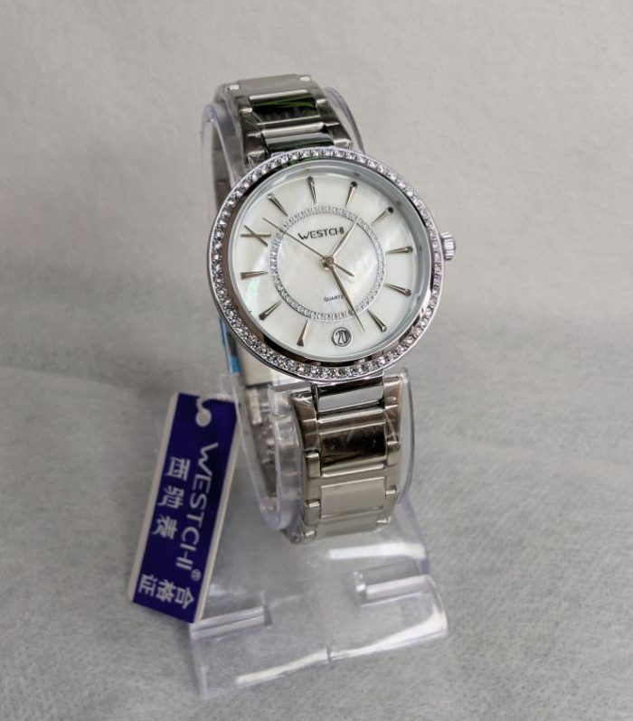WESTCI-II Silver Chain Watch With White Dial