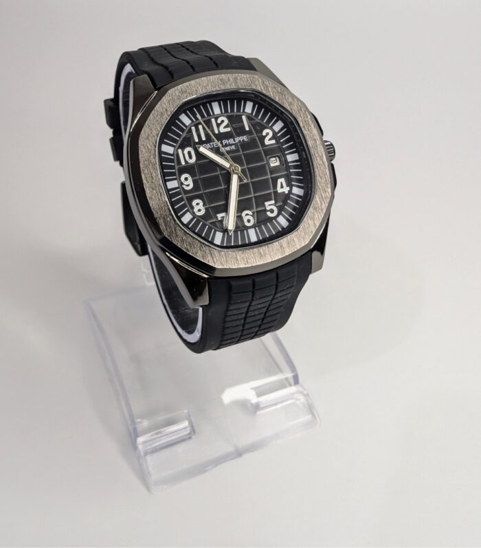 Strap Watch Patek Phillippe Black Silicon with Black Quartz Dial