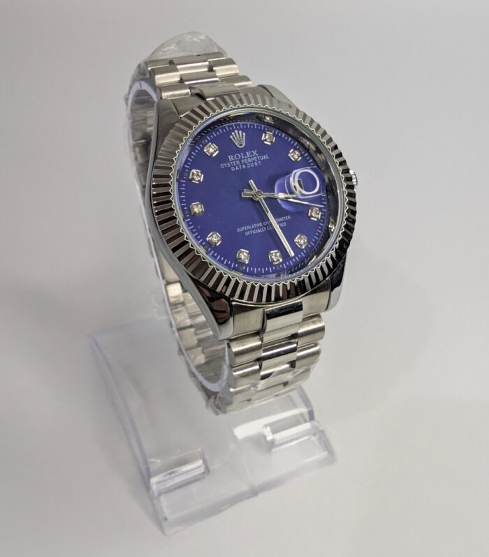 Rolex Silver Quartz Blue Dial Watch