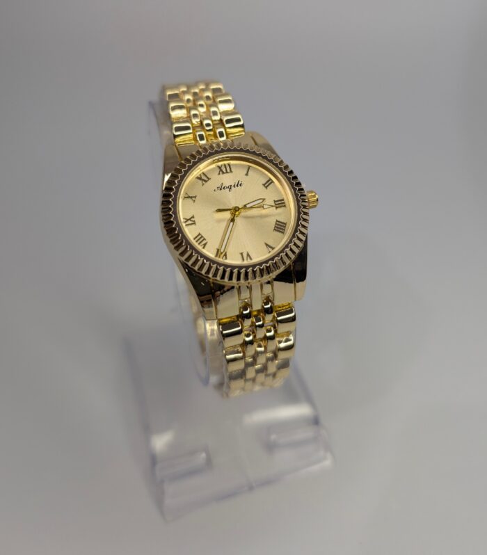 Golden Chain Aogili Watch with Golden Round Dial