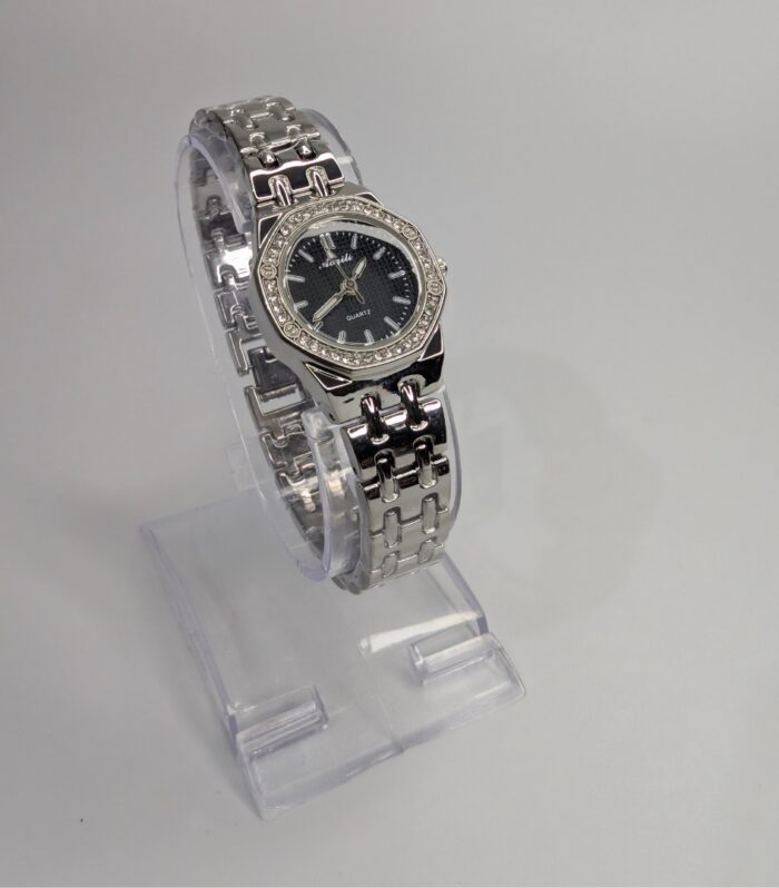 Aogili Silver Chain Watch with White Gold Octagonal Dial