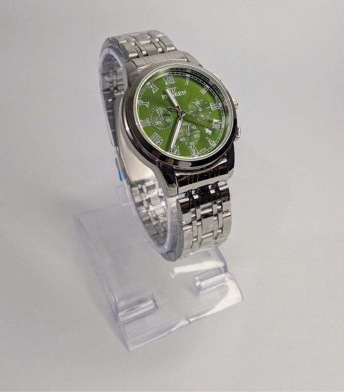 Silver Chain Watch for Women with Green Big Dial - FNGEEN