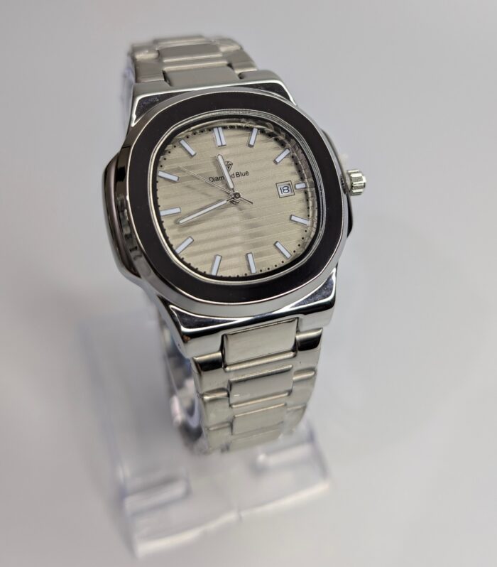 Diamond Blue Watch Silver with White Dial